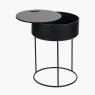 Pacific Hugo Black Wood Veneer And Black Metal Storage Table Storage open