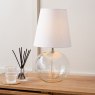 Pacific Hallie Clear Glass And White Shade Table Lamp Lifestyle