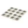 Woodbury Lane 4 Set Of Gingham Green Cork Coasters