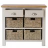 Hastings 2 Drawer 4 Basket Cabinet In Stone front on image of the cabinet with open drawers on a white background