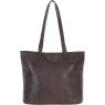 Brown Woven Leather Turn Lock Tote Bag back