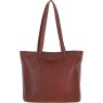 Tan Woven Leather Turn Lock Tote Bag back