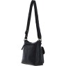 Black Leather Triple Compartment Crossbody Bag back