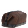 Lou Brown Leather Wash Bag 3/4 view