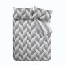 Catherine Lansfield Kamari Stripe Grey Duvet Set on white