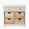 Farmhouse 2 Drawer 4 Basket Unit white background