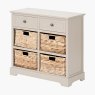 Farmhouse 2 Drawer 4 Basket Unit white background