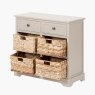 Farmhouse 2 Drawer 4 Basket Unit white background