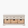 Farmhouse 3 Drawer 3 Basket Unit white background