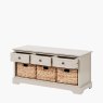 Farmhouse 3 Drawer 3 Basket Unit white background