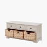 Farmhouse 3 Drawer 3 Basket Unit white background